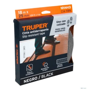 Rollo de 18m de cinta antiderrapante negra 25mm con abrasivo 101443 - Imagen 1