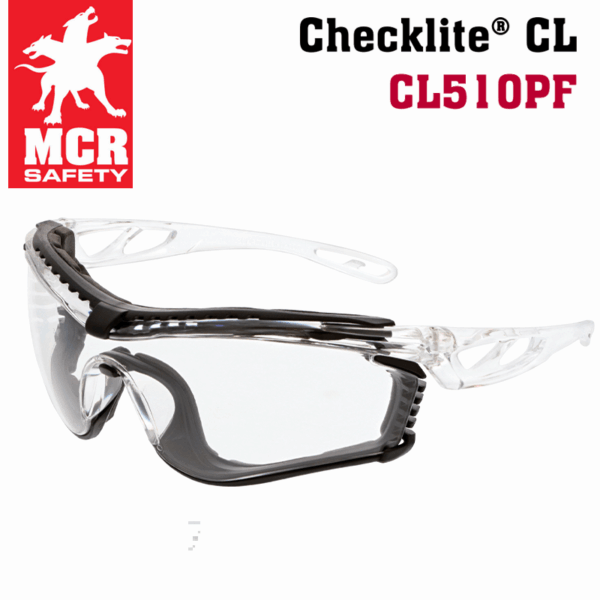 mcr-CL510PF-xhires_fagy Los anteojos de seguridad MCR están diseñados para proporcionar protección ocular basada en soluciones. ¡El Checklite® CL5 ofrece funciones premium a un precio asequible! El forro de espuma de celda cerrada suave alrededor de cada lente proporciona protección adicional para los ojos, mientras que el elegante marco liviano ahuecado permite un flujo de aire máximo. También cuenta con un templo de bayoneta único que incluye tecnología de retención de tapones para los oídos. Las muescas especialmente diseñadas en las puntas de las patillas aceptan y sujetan los cables de los tapones para los oídos. Con recubrimiento anti empaño MAX6® (Rendimiento 6 veces mayor que las gafas anti-empaño estándar).