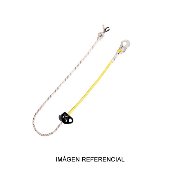 Elemento de amarre para posicionamiento con bloqueador de cuerda y conector Elemento de amarre para posicionamiento con bloqueador de cuerda y conector