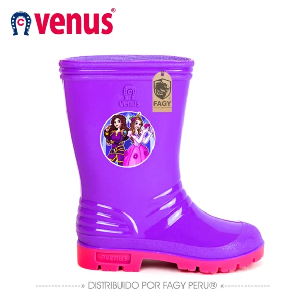 Bota venus infantil con sticker soberanas violeta fucsia